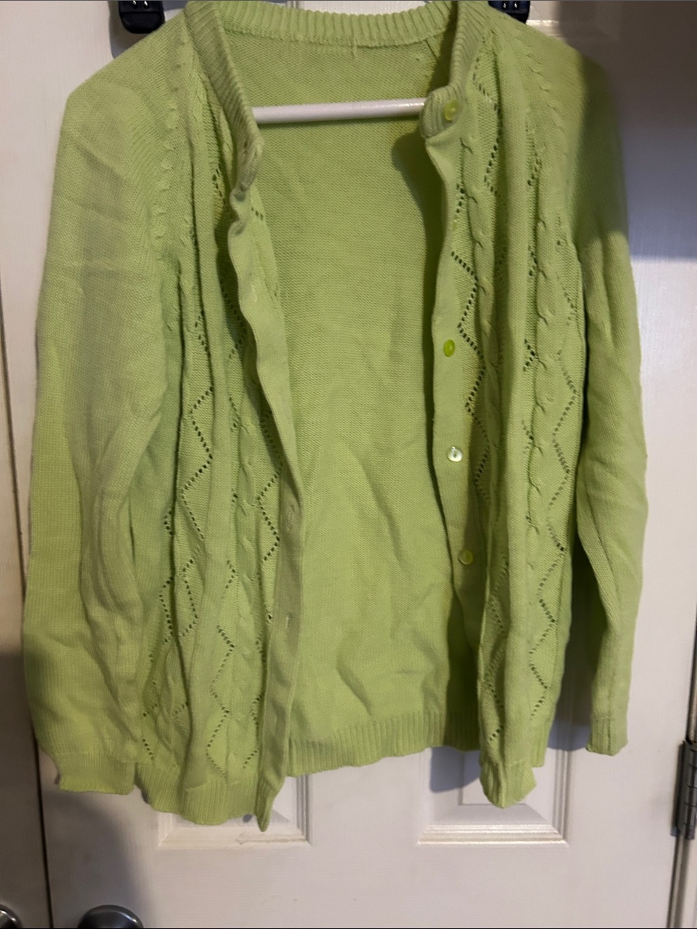 Light Green Women's Button-Front Knit Cardigan Sweater